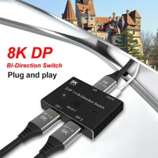8K DP DisplayPort 1.4 Bi-Direction Switch Splitter 4K 2x1 2 In 1 Out Converter
