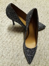 Gorgeous NINE WEST $69 Silver GLITTER Women Size 6 Pointed Toe DRESS Heel Shoes