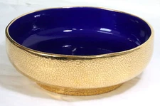 L'Object Cobalt Blue Center Bowl w/ Heavy Gold Leaf Exterior