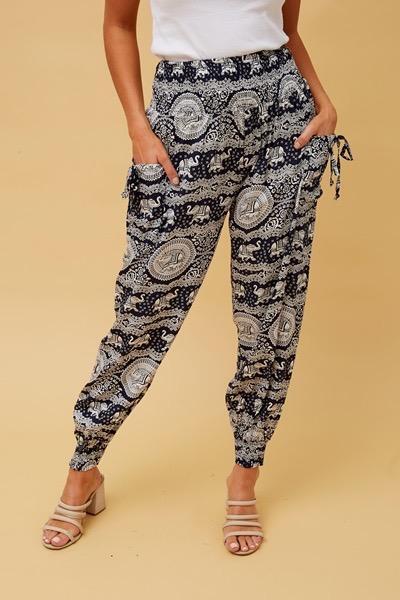 2019 Summer Women Casual Loose Pants Boho Printed Pants Capris Femme Bohemian La
