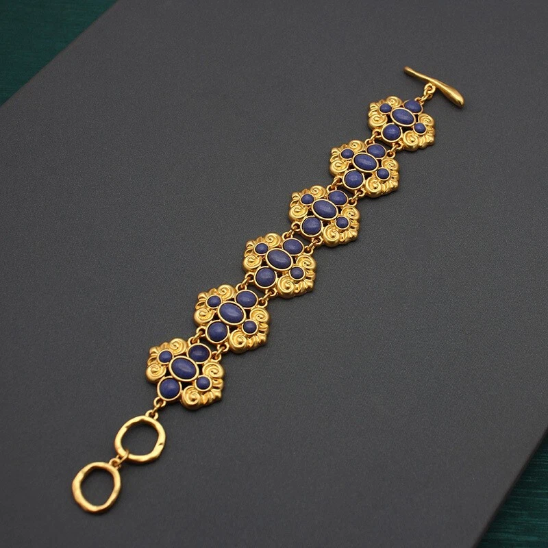 Juego de joyas enchapado en oro de cristal: pendientes, collar y pulsera, Foto 4 de 4