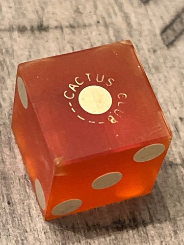 SELTENE alte illegale Club Ära Kaktus Casino abgeschrägte Kante Einzelwürfel 123123@