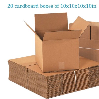 [Multi-Pack Options] 10x10x10 Inch Heavy-Duty Corrugated Boxes｜5、 10、20 Pack