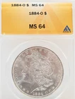 1884-O ANACS MS64 $1 Morgan Silver Dollar Coin MS-64