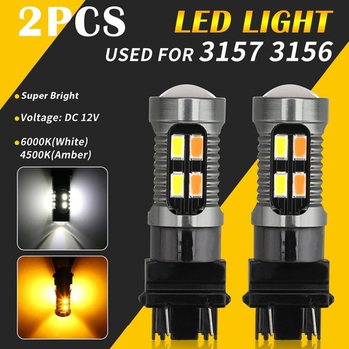 3157 3156 Switchback LED Turn Signal Light Bulbs DRL 4157na 3457a White Amber - Picture 11 of 13