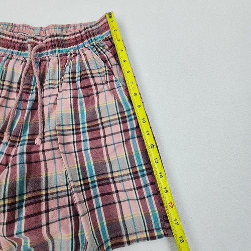 Vtg 90s Cascade Womens Pull On Madras Plaid Cotton Longline Shorts Sz L Stretch - Picture 7 of 8