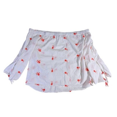 Papaya Matalan Off Shoulder Blouse 16 White Embroidered Cotton