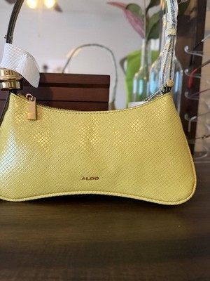 Aldo Amellie Yellow Faux Snakeskin Shoulder Bag with Gold-tone Hardware
