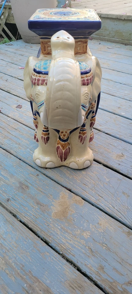 De colección Lucky Chinoiserie Azul y Blanco Elefante Planta Soporte Jardín Estatua Foto 3 de 4