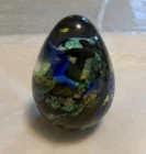 Vtg Dichroic Art Glass Egg Paperweight Hand Blown Murano Style Iridescent 2.5