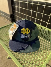 Vintage Notre Dame Drew Pearson Jagged Edge Strap Back Hat Cap 90s NWT snap nos