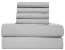 Cali King Sheets Set 6 Piece Cooling Bed Sheets with 4 Envelope Pillowcases S...