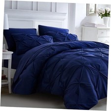 7pc Bed Comforter Set Size, 7 Piece Dark Blue Bedding Sets Queen Navy Blue