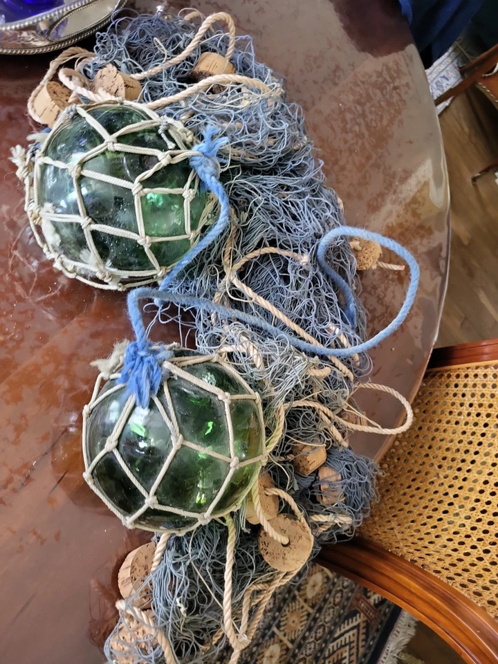 Décoration Marine Flotteur Verre Et Filet De Pêche - Photo 2/4