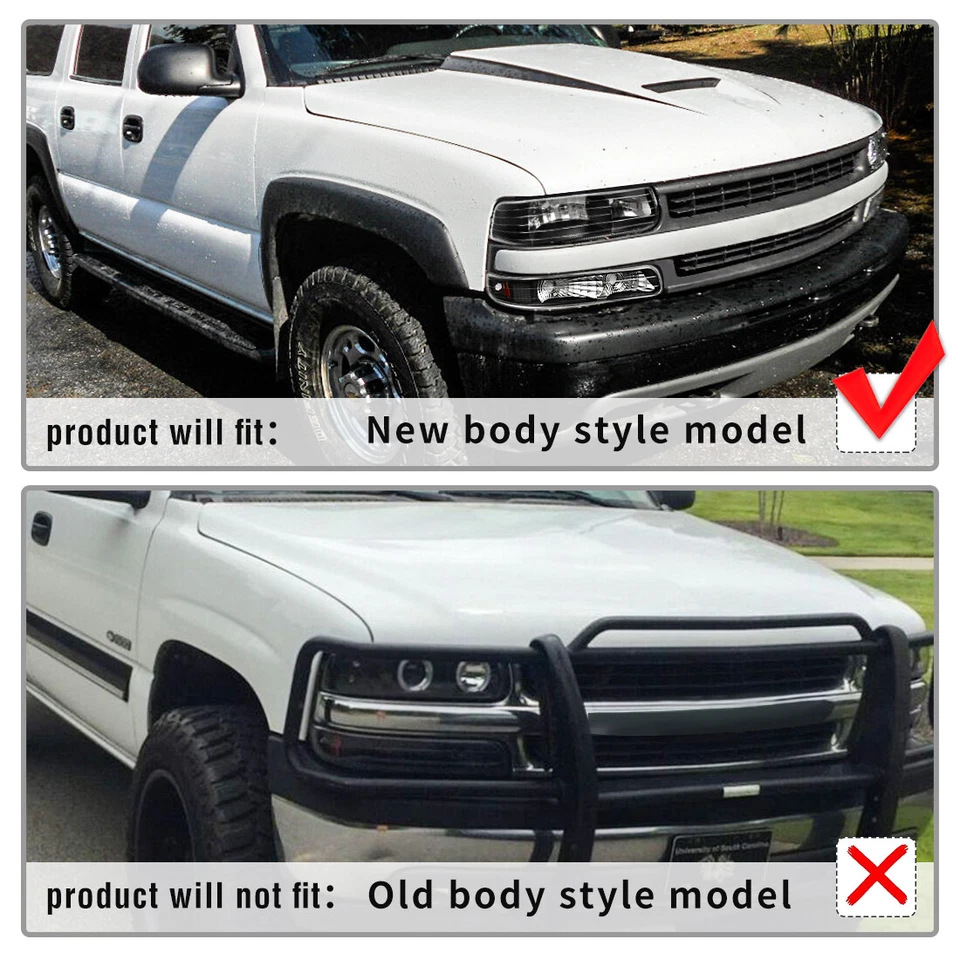 Black Headlights + Tail Lights Set for 1999-2002 Chevy Silverado 1500/2500/3500 - Image 3 of 4