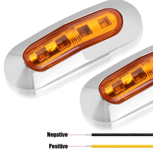 30X Clearance Light LED Side Marker Truck Trailer LORRY Lamp Amber Chrome 12-24V - Picture 6 of 10