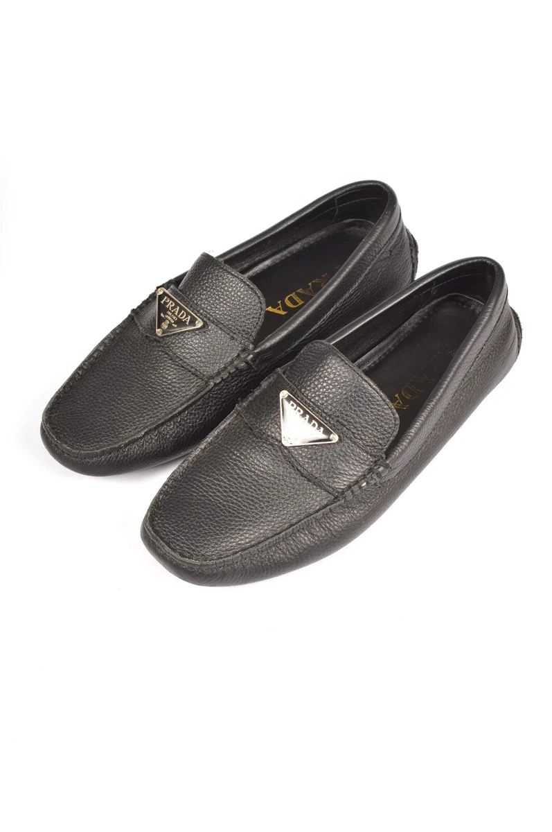 Prada Vintage Grain Leather Mocassins Driving Loafers Shoes 87890