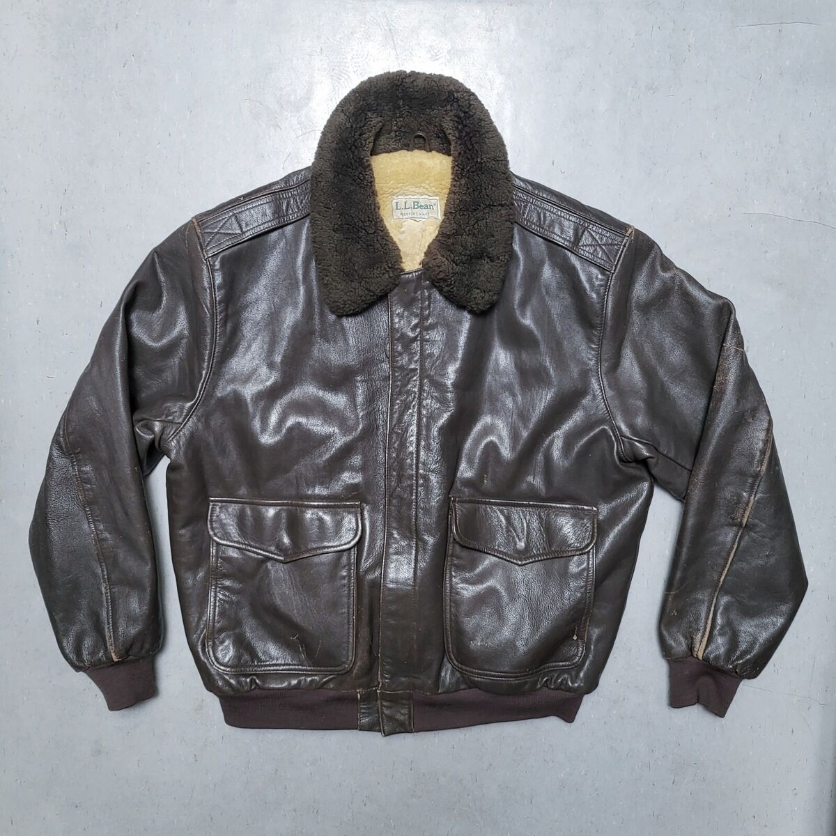 VTG LL BEAN WW2 A-2 GOATSKIN Shearling Leather Bomber Jacket VTG LL BEAN WW2 A-2 GOATSKIN Shearling Leather Bomber Jacket