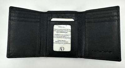 Access Denied RFID Black Genuine Leather Tri Fold Wallet Credit
