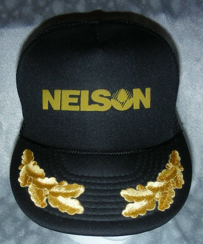 NELSON - Vintage Otto Mesh snapback Truckers cap hat - Black w/ scrambled eggs - Picture 1 of 2
