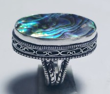 Abalone Shell Oval Shape Gemstone Handmade Ring Jewelry Ring Size 8 Inches