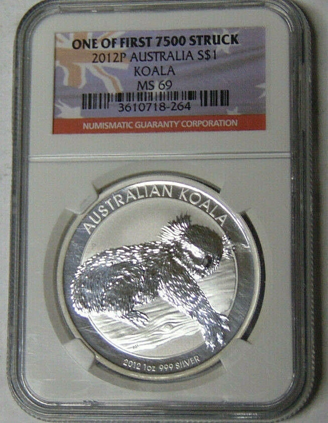 Australian Koala MS 69 Graded 2012 Silver Bullion Coins for sale