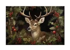 Christmas Reindeer Oil Painting Picture Printed on Canvas- Fun Artwork Prints