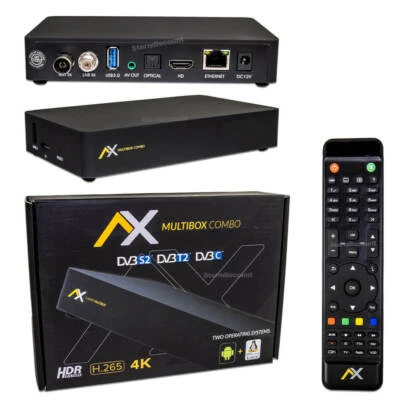 AX MULTIBOX COMBO 4K UHD DVB-S2 Sat + Kabel-TV DVB-T2 Receiver SE WIFI E2 Linux - Bild 1 von 4