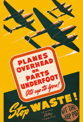 Planes Overhead - P-38 Lightning Aircraft - Lockheed 1940's World War II Poster