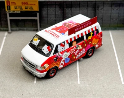 Tarmac Works Hello Kitty Dodge Van ミニカー Tarmac Works 1:64 Dodge Van Hello Kitty Food Truck- White