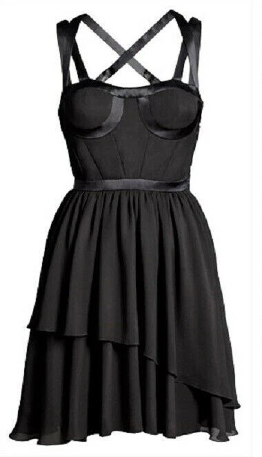 VERSACE H&M BAMBOLA IN SETA NERA CORSETTO BAMBINO ABITO DA FESTA UK 6 EU 32 US 2 XS NUOVO CON ETICHETTE