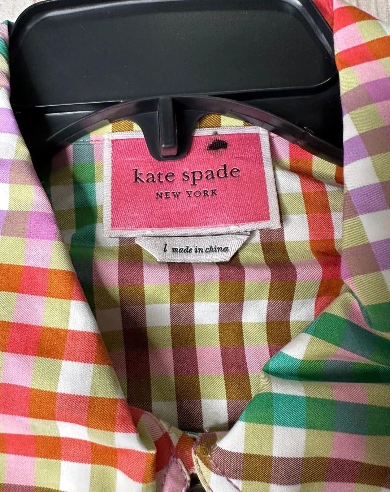 Abito Camicia Kate Spade New York Multi M Arcobaleno Plaid Cotone Cintura Bottoni Frontali