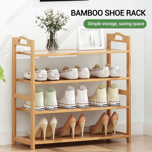 3-5 Tiers Layers Bamboo Shoe Rack Storage Organizer Wooden Shelf Stand Shelves - Picture 2 of 13