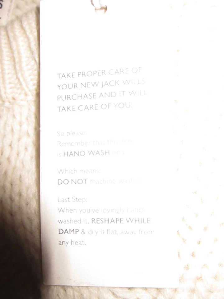 Jack Wills Jumper Sweater Pullover Cable  Knit UK 6 Ivory LambsWool - Image 4 of 4
