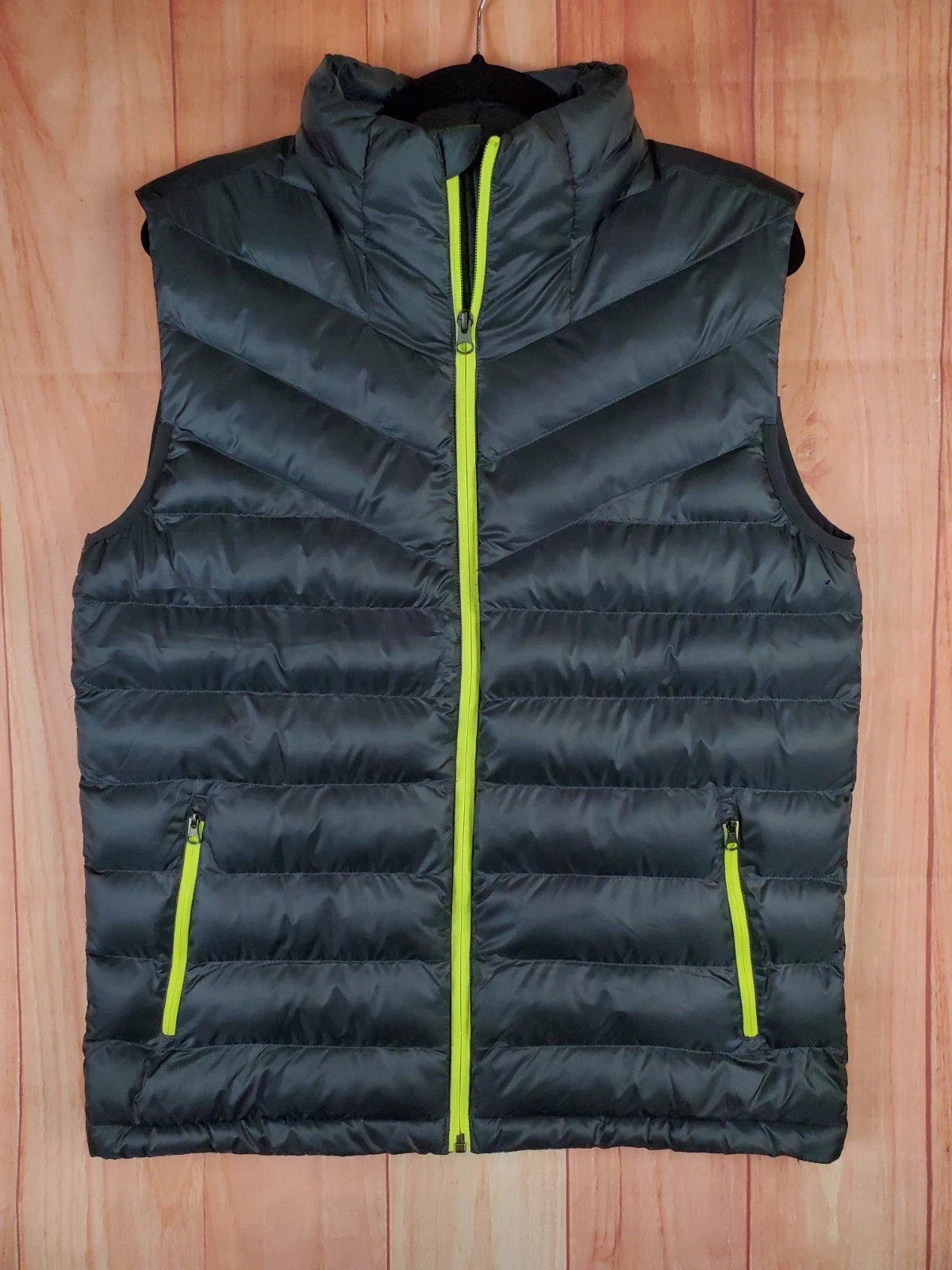 Nathan Mens Puffer Vest Sz Medium Gray Full Zip Secure Pockets Windproof Mock - product detail image 1