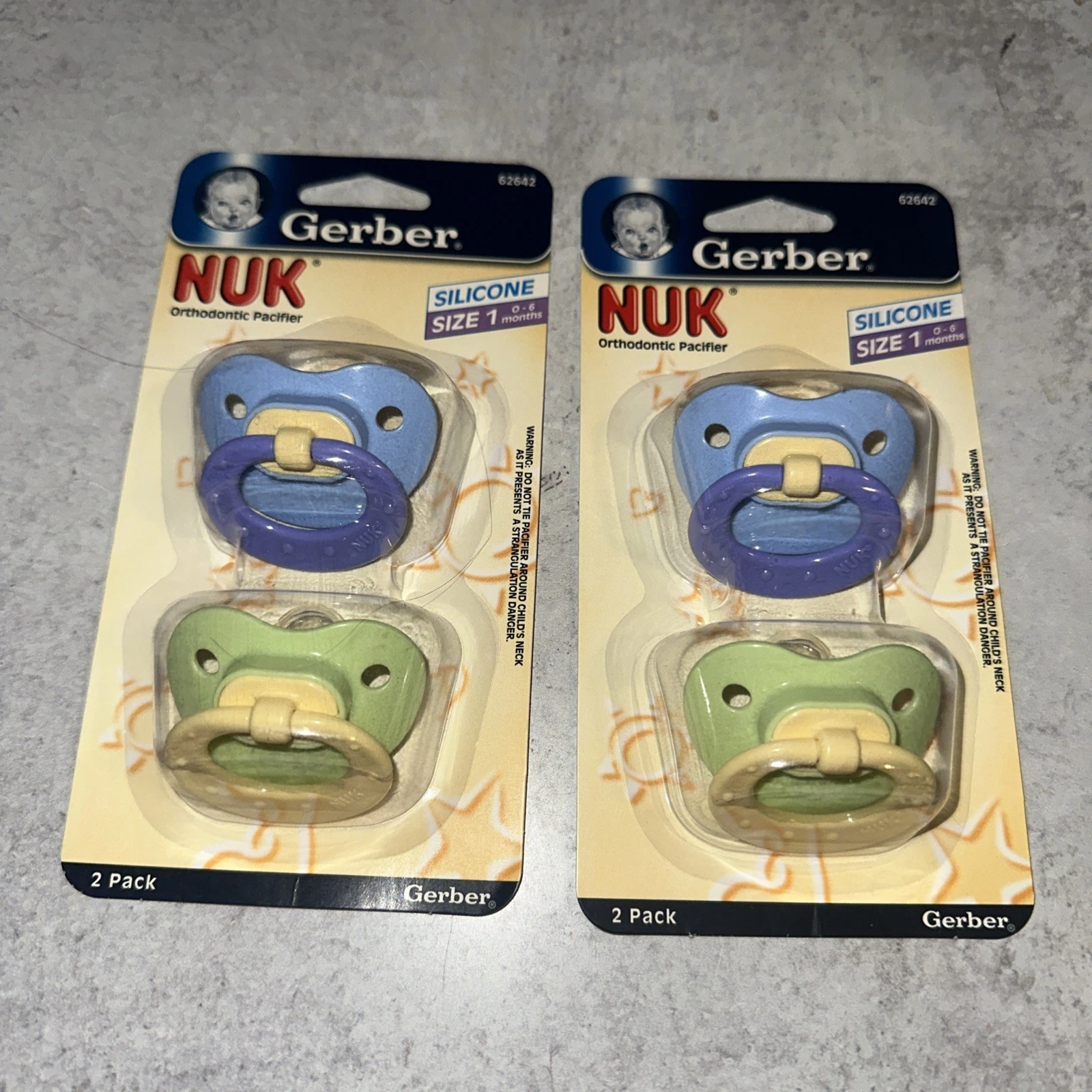 2 Sets Of 2 Gerber NUK Orthodonic Pacifier Size 1 0-6 Months Silicone Green
Opens in a new window or