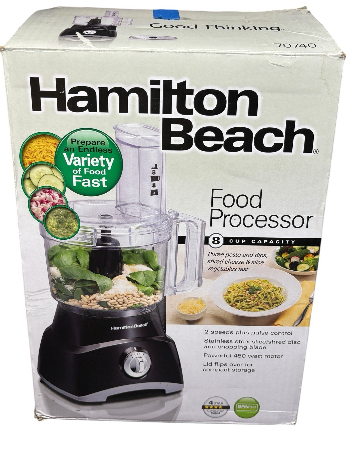 Open Box Hamilton Beach 8 Cup Capacity 2 Speed Food Processo
