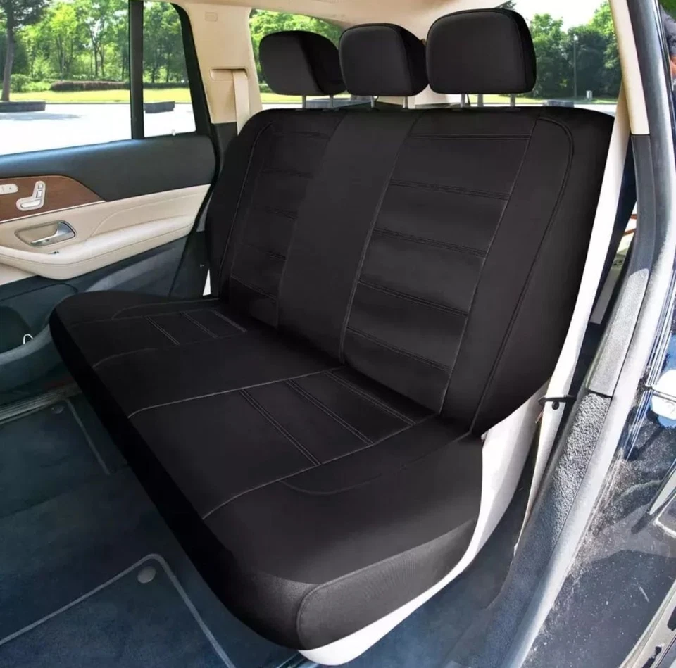 Fundas de asiento de cuero ecológico negro premium 9 piezas para todos los vehículos Mercedes-Benz Foto 4 de 4