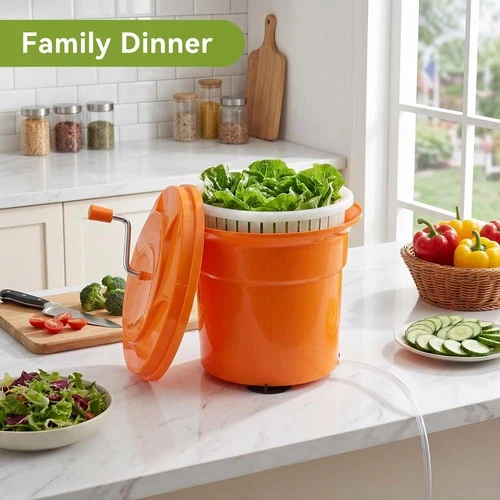 6.6-Gal Commercial Salad Spinner Vegetable Dryer Washer for Catering, Home, Farm