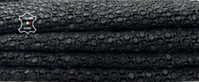 WASHED BLACK CIRCLES PERFORATED Thick Soft Lambskin Leather 5sqf 2.6mm #C6847