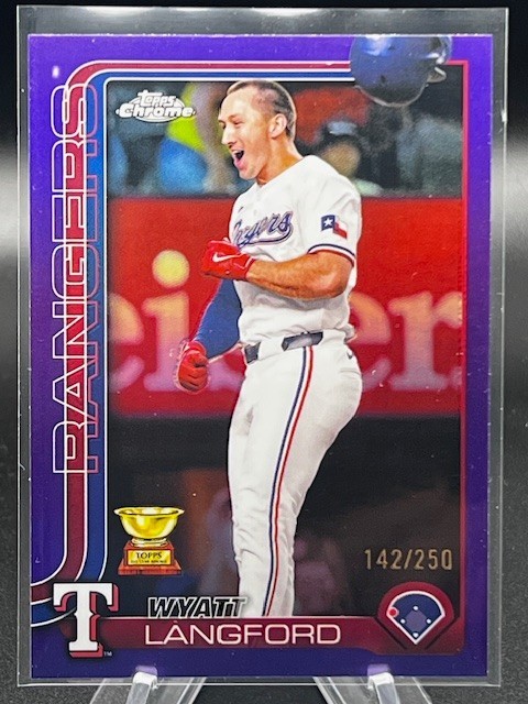 2025 Topps Chrome WYATT LANGFORD #68 Rookie Cup Purple /250 Rangers