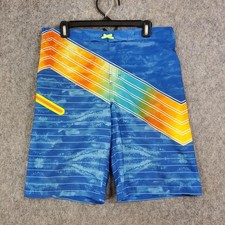 Wonder Nation Swim Trunks Boys XXL 18 Blue Multi Stripe Board Shorts Mesh Lined