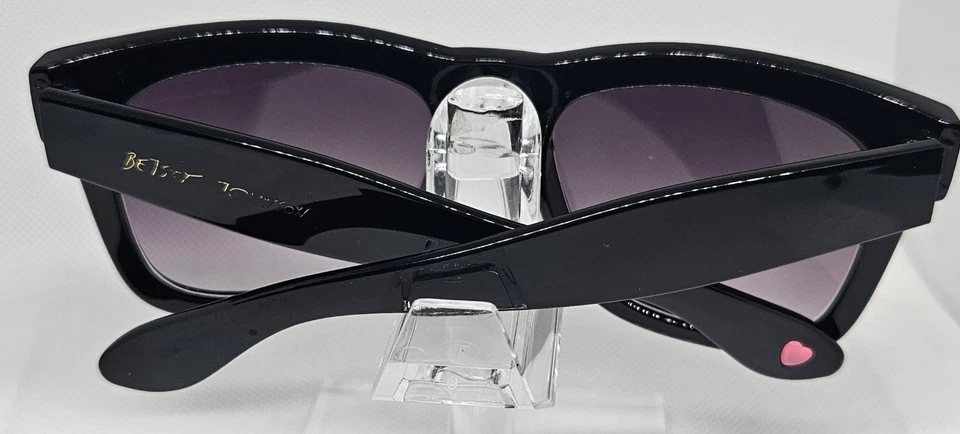 Gafas de sol Betsey Johnson ojo de gato negro rosa corazón templo marco solo reemplazar Len Foto 3 de 4
