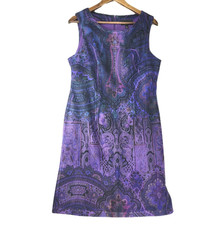 Connected Apparel Fairycore Whimsical Sheath Dress Womens 12 Purple Paisley
