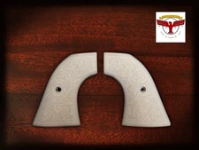 RUGER NEW VAQUERO, MONTADO, FLATTOP BLACKHAWK GRIPS ~ Magna-Tusk™ WHITE SCROLL