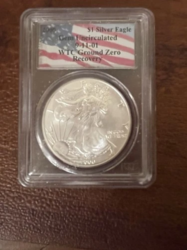 2000 AMERICAN SILVER EAGLE PCGS GEM UNC 9/11 WTC GROUND ZERO RECOVERY