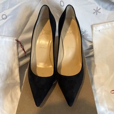 CHRISTIAN LOUBOUTIN Womens Black Vibira Orlato Crepe  Satin Heels Auth  Sz 8/39