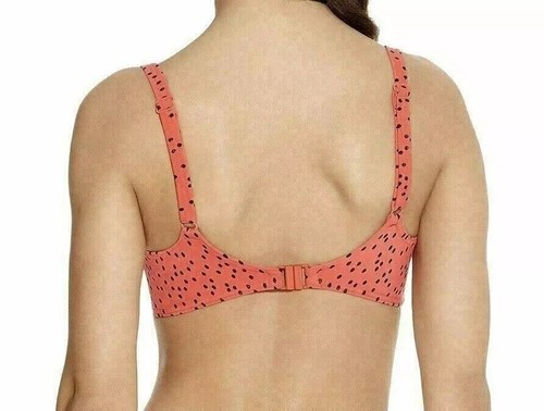 Freya Pip Bikini Top Coral Red Black Spot Size 32FF Padded Balcony Bra 3749 New - Picture 6 of 12
