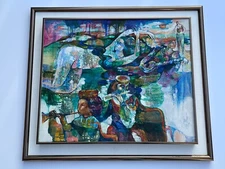 MEREDTH MILLER PAINTING ABSTRACT FIGURES MUSICIANS MUSICAL MODERNISM LISTED ART