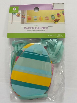 Target Easter Egg Paper / Ribbon Banner Party Decoration Garland Eggs NIP 80 In